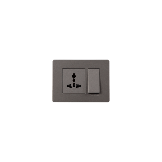 Havells PC Combined Plate Moderna Elephant Grey Moderna Elephant Grey