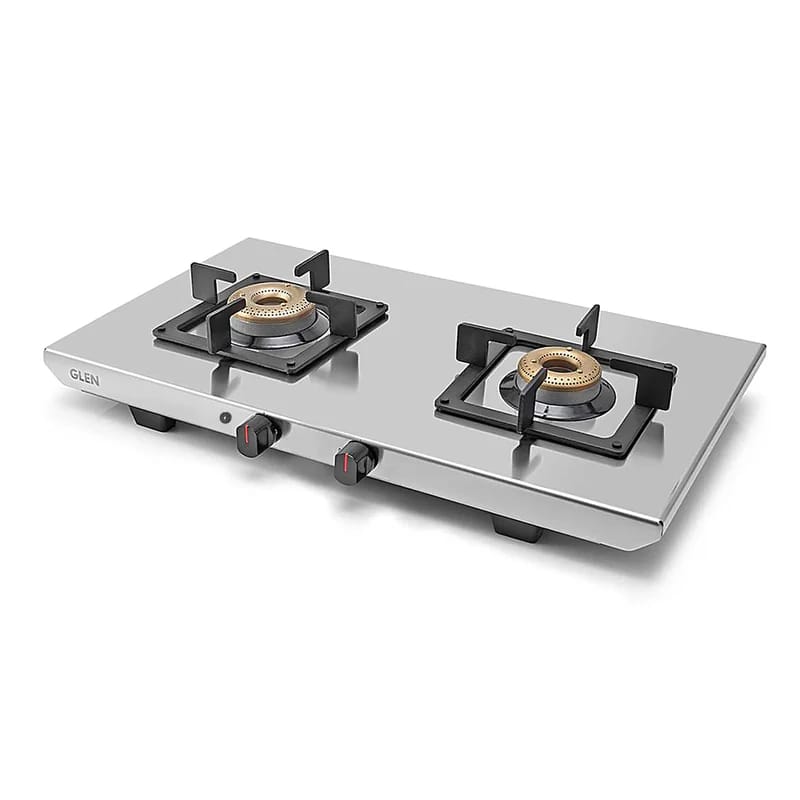 Glen 2 Burner Ultra Tuff Stainless Steel Gas Stove with Forged Brass Burner - Manual/Auto Ignition